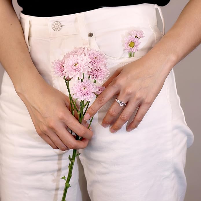 925 Sterling Silver Oval Shaped 8X6 MM Gemstone Ring Leaf Engagement Ring for Women Jewelry