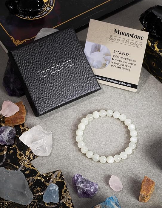 Handmade Natural Stone Beaded Stretch Bracelets,Healing Crystals Protection Bracelet,Spiritual Jewelry Gifts for Women & Men,Replacement Beads Included