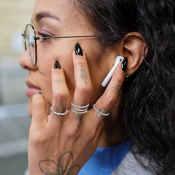 ZOERAY 10PCS 14K Gold Plated Stacking Rings for Women Thumb Stackable Knuckle Band Rings Plain Twist Thin Joint Finger Wedding Gold Ring Set for Women Size 4 to 11