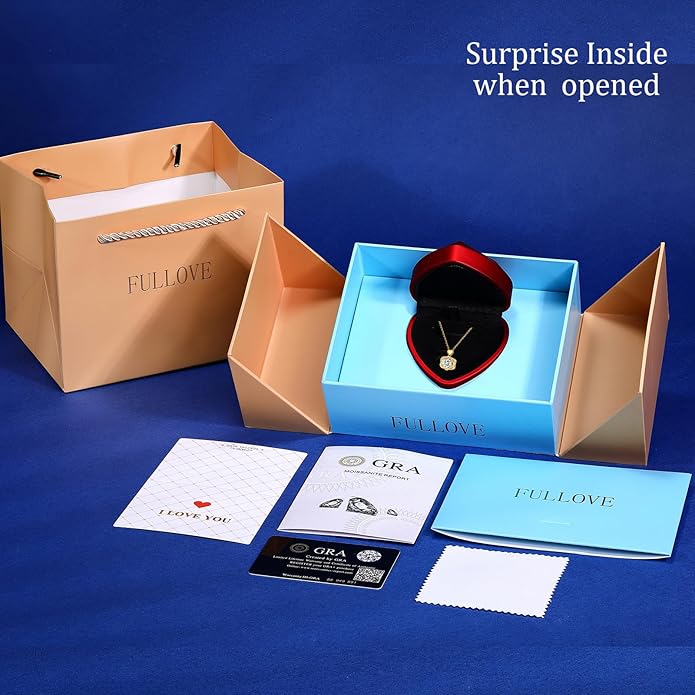 InfinityLove Heart Necklaces for Women, 5-3 Carats Moissanite, Sterling Silver Pendant Jewelry, Anniversary Birthday Gifts for Wife, Girlfriend, Daughter, Mom