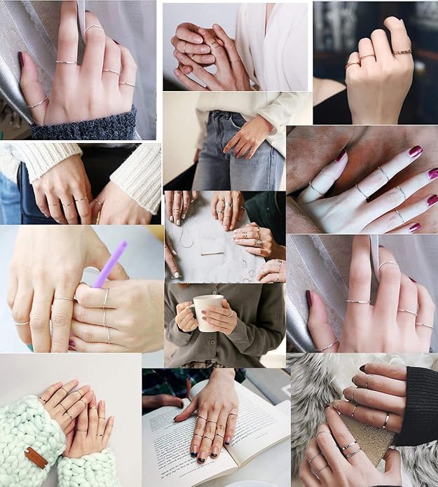 LOYALLOOK 3pcs 1mm Stainless Steel Women's Plain Band Knuckle Stacking Midi Rings Comfort Fit Silver/Gold/Rose Tone