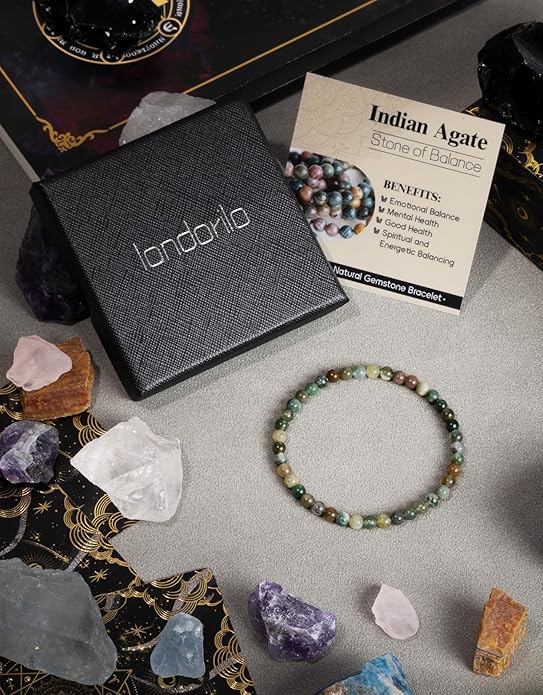 Handmade Natural Stone Beaded Stretch Bracelets,Healing Crystals Protection Bracelet,Spiritual Jewelry Gifts for Women & Men,Replacement Beads Included