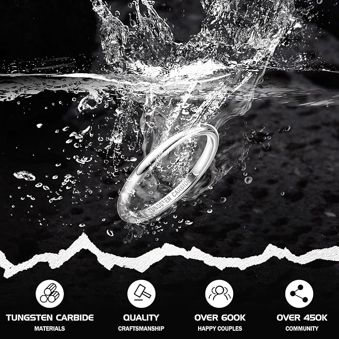 Jstyle 2mm 4mm 6mm 8mm Tungsten Rings for Men Women Hypoallergenic Wedding Band Rings Gold/Silver Domed High Polish Comfort Fit Size 6-12 Not Tarnished