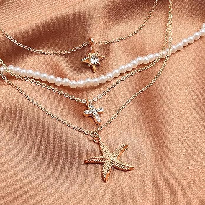 Choistily Charm Necklace Dainty Gold Western Outfit Beach Jewelry for Women Trendy Cowgirl Accessories for Women Gold Bow Sea Shell Pendant Necklace Preppy Stuff Summer Jewelry 2025