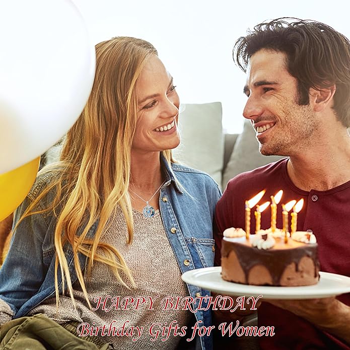 TOUPOP Birthstone Necklace 925 Sterling Silver Moon and Star Pendant with Blue Crystal Celtic Moon Jewelry Birthday Christmas Gifts for Women Mom Wife Her Daughter