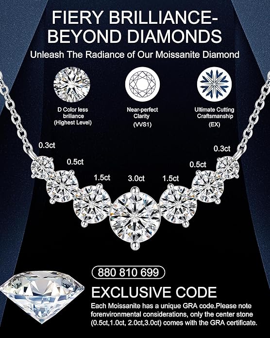 Moissanite Necklace for Women, 1.7-7.6 Carat Heart Necklace Engraved 'I LOVE YOU' Gift for Wife, Wedding Anniversary Birthday Gifts for Women, Jewelry Gifts for Her Wife Mom Girlfriend Lady