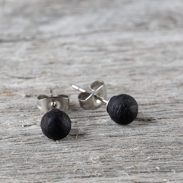 Wood Stud Earrings for Women - Wooden Handmade Earrings - Surgical Steel Brown Boho Earrings