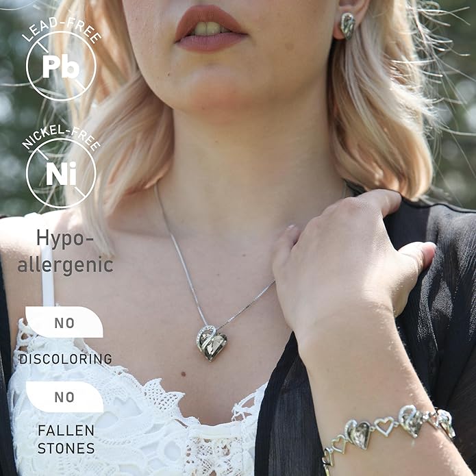 Necklaces for Women, Infinity Love Birthstone Heart Crystal Pendant, Birthday Jewelry Gifts for Her, Mom, and Wife, Silver Plated, 18 plus 2 inch Adjustable Chain