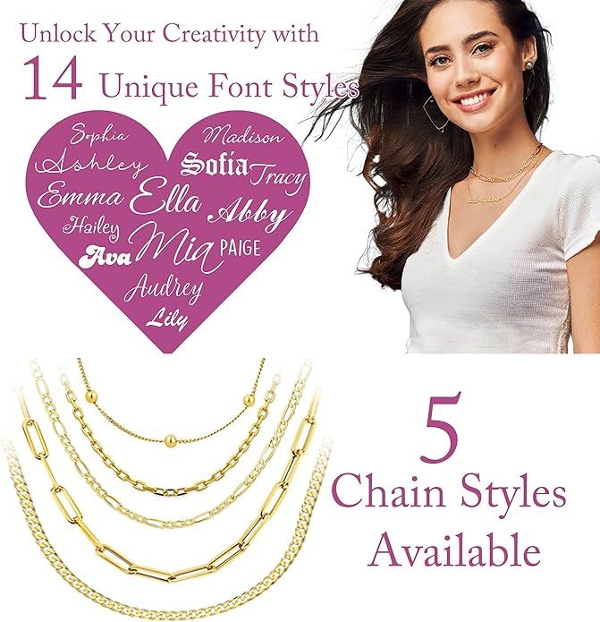 Custom Name Necklace - 925 Sterling Silver & 316 Stainless Steel, 14 Fonts & Multi-Language Options, 4 Colors, 5 Chain Styles, Personalized Gift with Premium Box