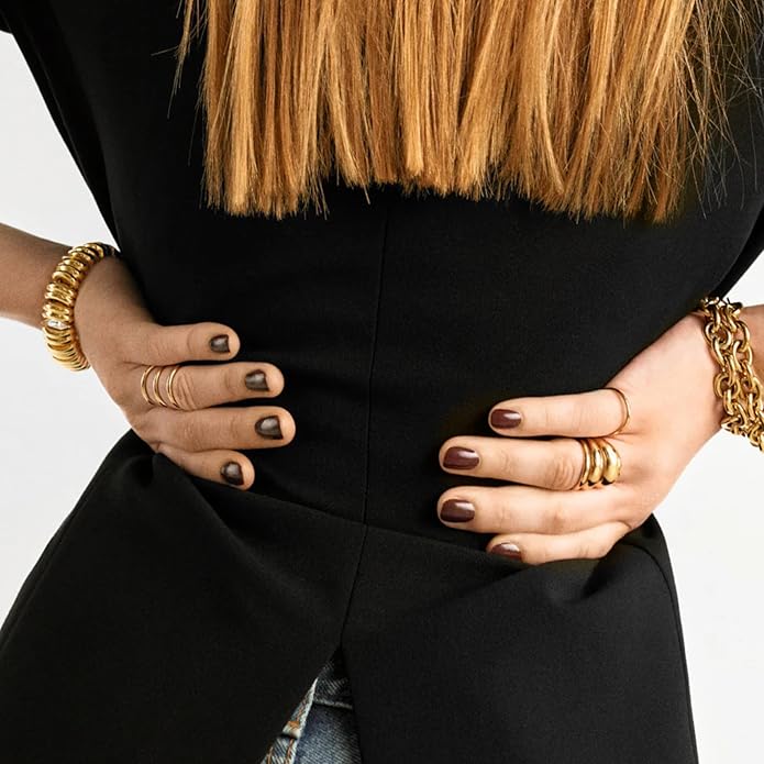 Hey Harper Gold Ring for Women - Gold Plated Stacking Waterproof & Sweatproof Jewerly Ring - Everday Non Tarnish Cute Fashion Circle Rings