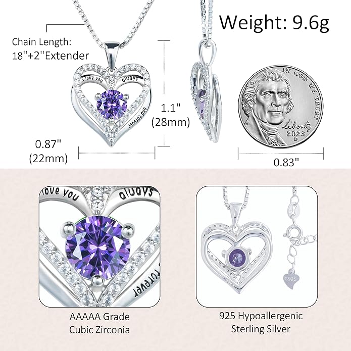 Entwined Souls Necklace - Sterling Silver Double Heart Pendant | Engraved 'I Love You Always and Forever' | Gift for Couples, Anniversary, Wedding