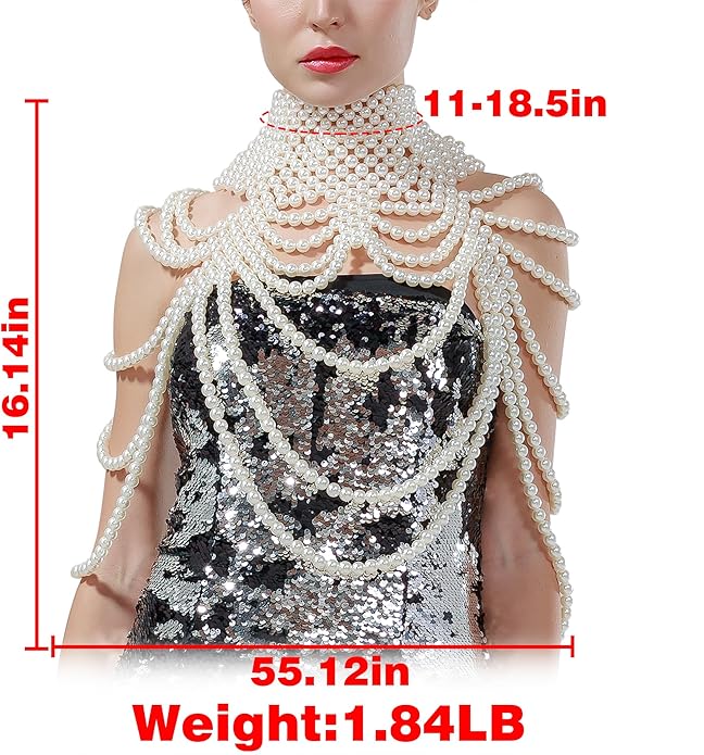 CCbodily Pearl Body Chain Bra - Fashion Shoulder Necklaces Bra Chain Body Jewelry