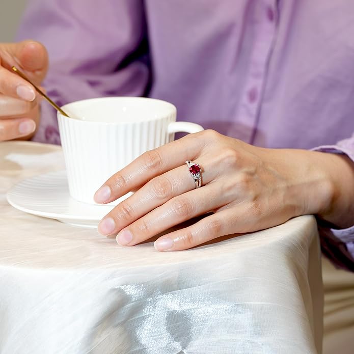 925 Sterling Silver Oval Shaped 8X6 MM Gemstone Ring Leaf Engagement Ring for Women Jewelry