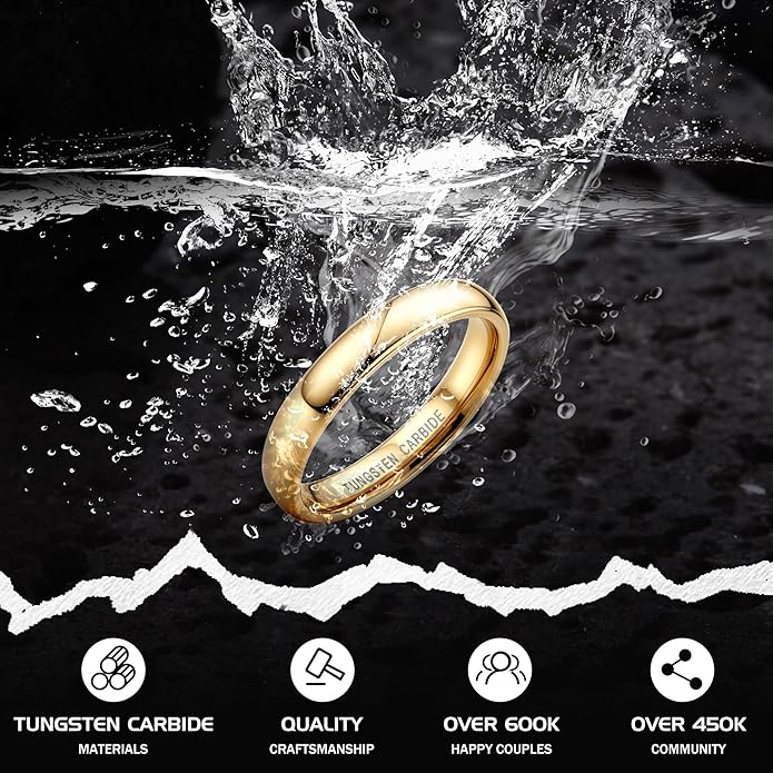 Jstyle 2mm 4mm 6mm 8mm Tungsten Rings for Men Women Hypoallergenic Wedding Band Rings Gold/Silver Domed High Polish Comfort Fit Size 6-12 Not Tarnished