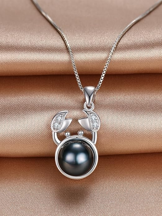 Gifts for Women Wife Mom-Tahitian Black Pearl Necklace-Wedding Birthday Anniversary Ocean Jewelry for Girlfriend Her-Mothers Day Gifts for Mom Valentines Day Christmas