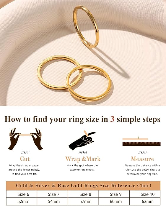 LOYALLOOK 1.5mm 14K Gold Filled Stacking Rings for Women - Stainless Steel Plain Thin Knuckle Thumb Statement Midi Band Rings - Comfort Fit Silver/Gold/Rose Tone, 3PCS