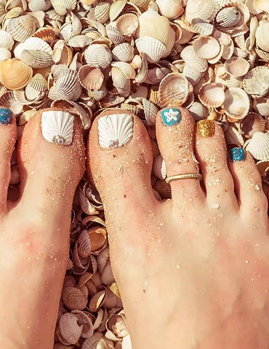 FIASASO 14K Gold Filled Toe Rings for Women Non Tarnish 14K Gold Filled Toe Ring Adjustable Band Opal Dainty Toe Ring Summer Beach Open Toe Rings Foot Jewelry