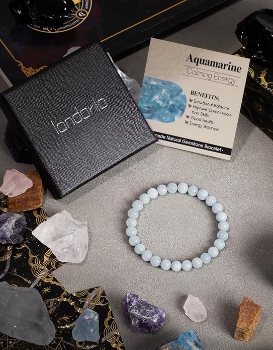 Handmade Natural Stone Beaded Stretch Bracelets,Healing Crystals Protection Bracelet,Spiritual Jewelry Gifts for Women & Men,Replacement Beads Included