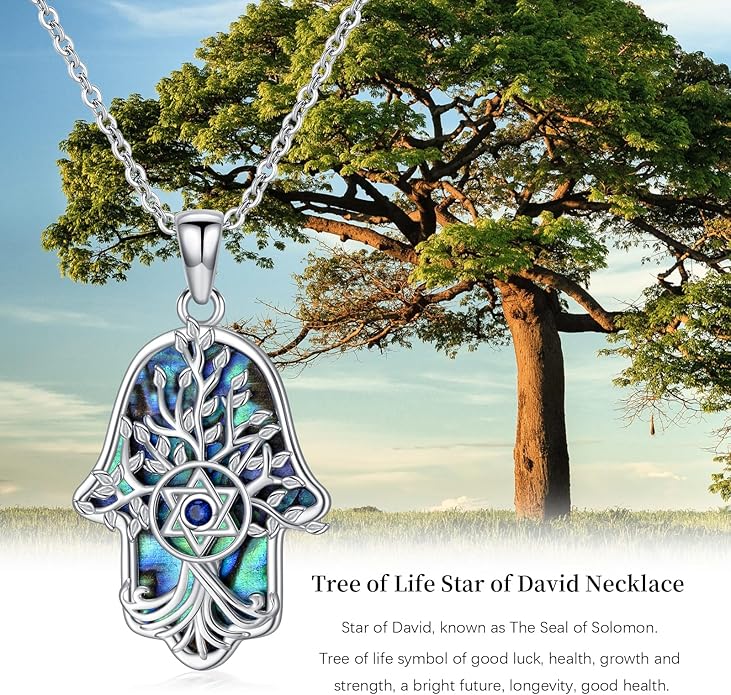 Hamsa Necklace 925 Sterling Silver Evil Eye/Lotus Flower/Star of David/Chai/Yin Yang Hamsa Hand Pendant Jewelry Hand of Fatima Gifts for Women