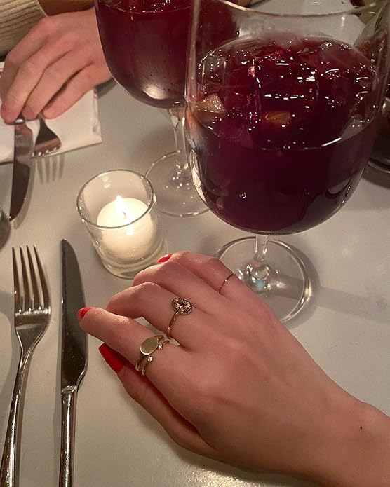 Kainier 14K Gold Plated Signet Rings Stackable Plain Slim Oval-shaped Thin Pinky Band for Women - 1.5mm Classic Dainty Cute Stacking Ring with Comfort Fit - Sizes 5-10