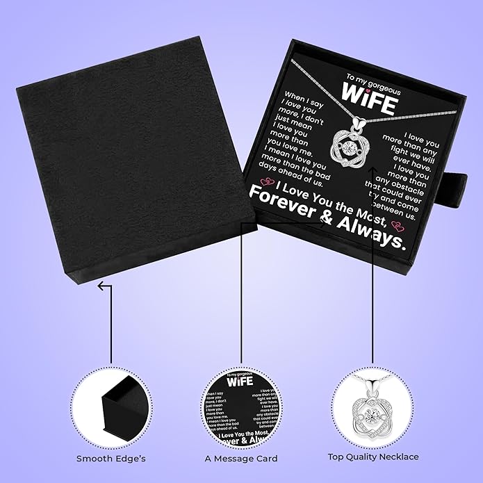 To My Wife Necklace From Husband| Anniversary or Birthday Love Gift for Her| Soulmate Mother's Day or Valentine's Day Pendant Jewelry for Hot Doe