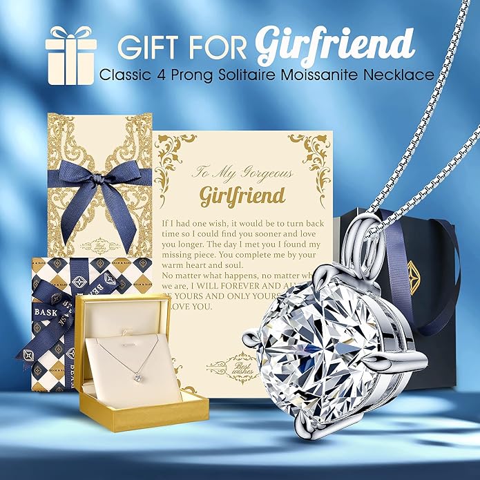 Beam & Bask Pendant Necklace for Wife or Girlfriend, Anniversary Birthday Wedding Moissanite Jewelry for Soulmate Her Women, S925 Sterling Silver