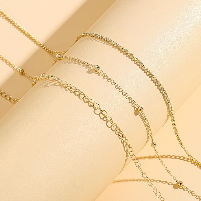 Turandoss 1-3PCS 18K Gold Plated Waist Chains for Women - Gold Layered Belly Body Chain for The Waist Adjustable Multilayer Sexy Bikini Waist Chain for Women Dainty Beach Waist Jewelry for Women