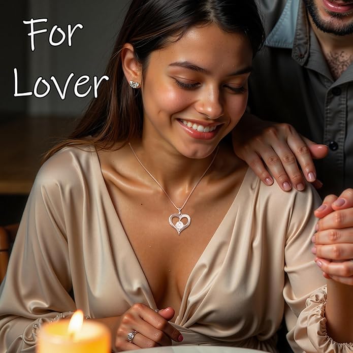 1 Carat Moissanite Heart Pendant Necklace in 925 Sterling Silver – Diamond-Like Sparkle, Romantic Gift for Her, Hypoallergenic & Tarnish-Resistant