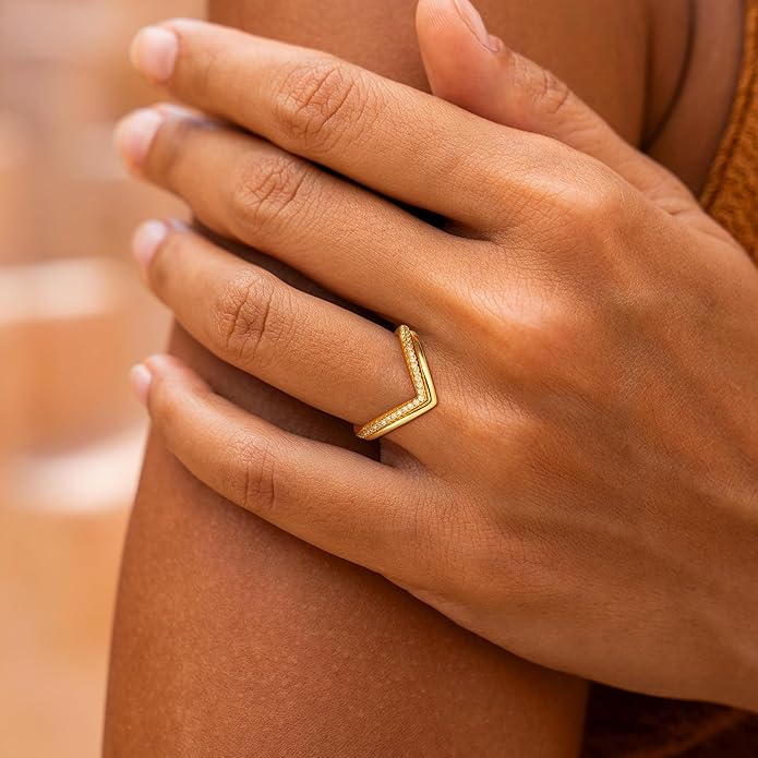 Stackable Gold Rings for Women Non Tarnish,Dainty 14k Gold Plated Stackable Rings Trendy Cubic Zirconia Thumb Ring Set Jewelry for Women