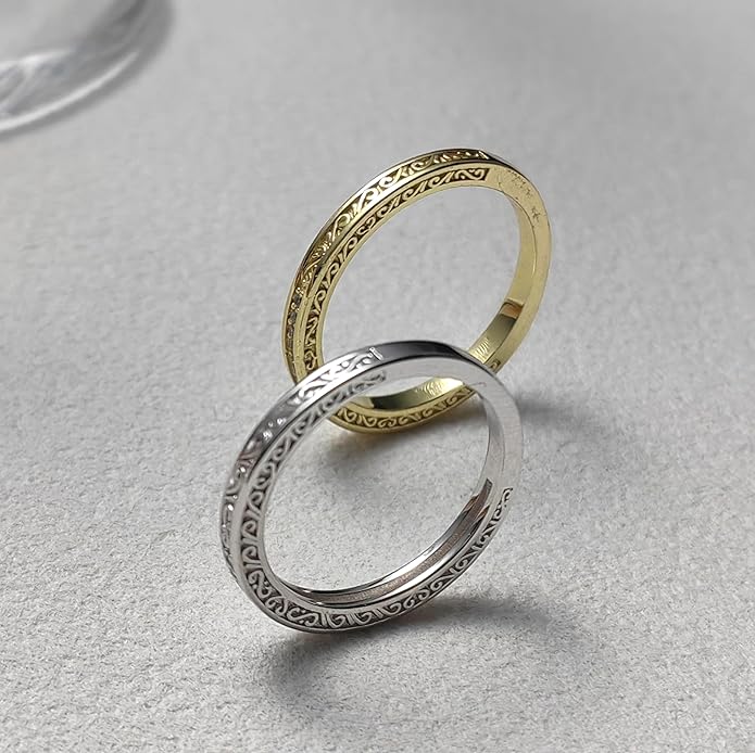 Vintage Celtic Knot Women's Engagement Ring Sets 925 Sterling Silver/14K Gold Plated Stackable Wedding Bands Rings AAAAA Cubic Zirconia Women Bridal Sets Wedding Ring Band Width 1.8mm Size 5-9