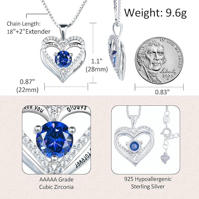 Entwined Souls Necklace - Sterling Silver Double Heart Pendant | Engraved 'I Love You Always and Forever' | Gift for Couples, Anniversary, Wedding