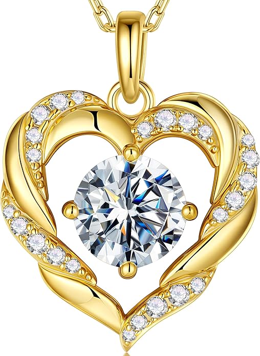 MOOSEA Moissanite Necklace for Women, 1-3 Carat D Color VVS1 Clarity Moissanite Heart Pendant Necklaces Anniversary Birthday Gifts for Wife Mom Daughter 925 Sterling Silver Necklace