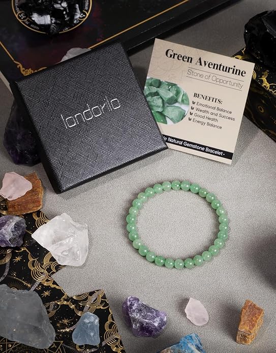 Handmade Natural Stone Beaded Stretch Bracelets,Healing Crystals Protection Bracelet,Spiritual Jewelry Gifts for Women & Men,Replacement Beads Included