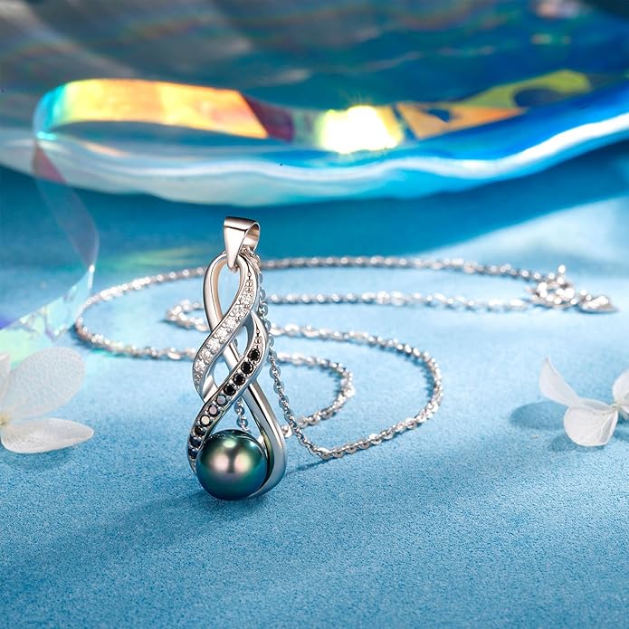 Birthday Gifts for Women Wife Her Grandma Mom on Christmas Day Mothers Day Valentinees Wedding Gifts Anniversary Tahitian Black Pearl Necklace