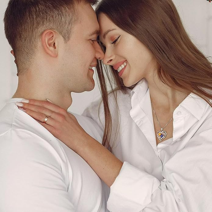 Iefil Birthstone Necklace for Women - Sterling Silver Birthstone Necklace Anniversary Birthday Gifts for Her Wife Mom Daughter