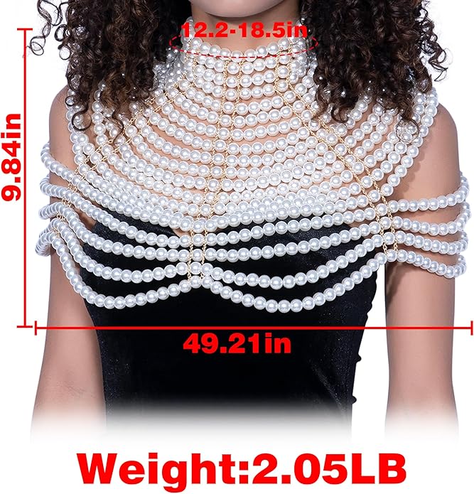 CCbodily Pearl Body Chain Bra - Fashion Shoulder Necklaces Bra Chain Body Jewelry