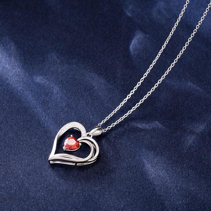 925 Sterling Silver Heart Necklace for Women Birthstone Necklace Silver Jewelry for Womens Jewelry Gifts for Women Her Mom