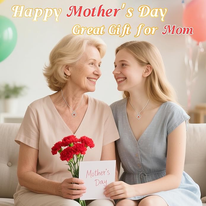 Heart Necklace for Women, 925 Silver Necklace with Infinity Heart Pendant, Personalized Birthstone Necklace Anniversary Birthday Gifts for Wife, Girlfriend, Mom