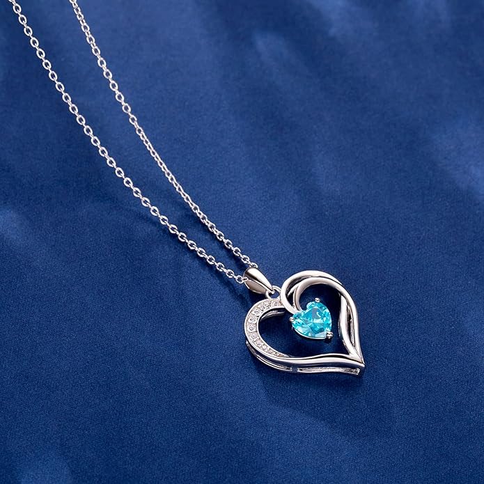925 Sterling Silver Heart Necklace for Women Birthstone Necklace Silver Jewelry for Womens Jewelry Gifts for Women Her Mom