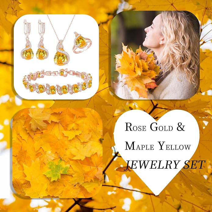 GZWHD Jewelry Set for Women Water Drop Cubic Zirconia Artificial Crystal Earrings Pendant Necklace Open Ring Tennis Bracelet Wedding Anniversary Birthday Engagement Gift for Bridesmaid Wife Girlfriend Friend