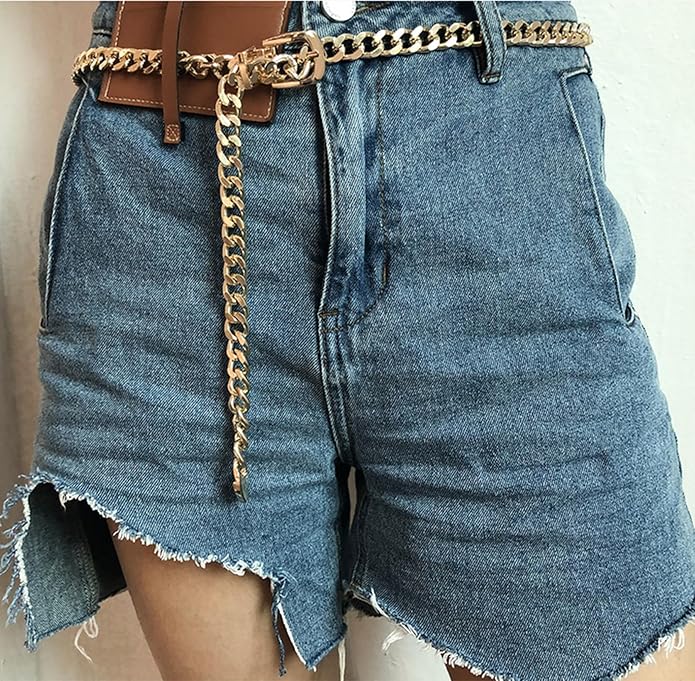 Tornito Metal Waist Chain Gold Chain Belt Chunky Belly Link Chain Moon Double O Ring Sunflower Body Chain Jewelry for Women Dresses Adjustable