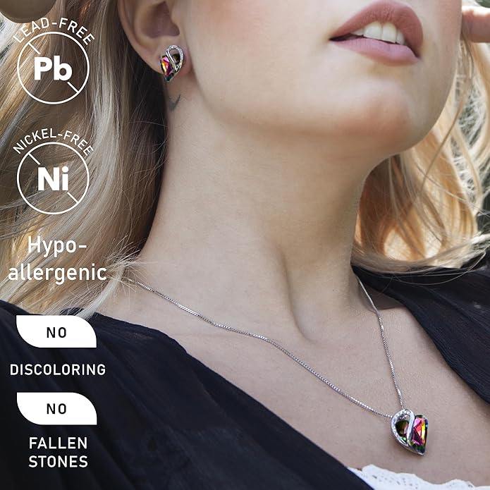 Necklaces for Women, Infinity Love Birthstone Heart Crystal Pendant, Birthday Jewelry Gifts for Her, Mom, and Wife, Silver Plated, 18 plus 2 inch Adjustable Chain