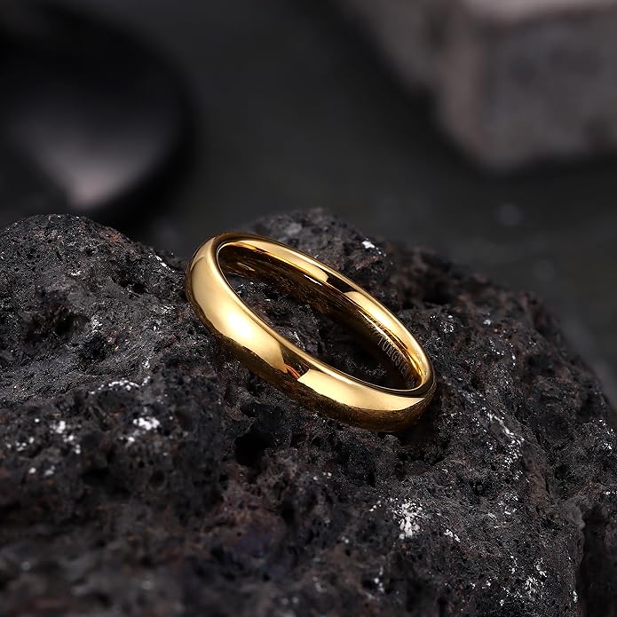 Jstyle 2mm 4mm 6mm 8mm Tungsten Rings for Men Women Hypoallergenic Wedding Band Rings Gold/Silver Domed High Polish Comfort Fit Size 6-12 Not Tarnished