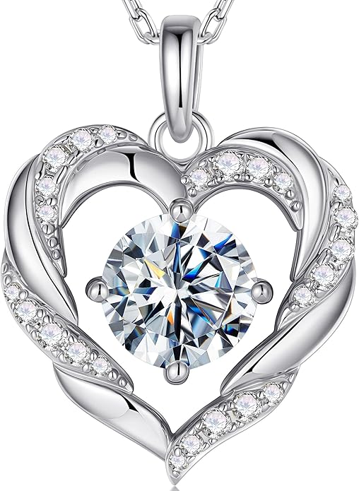 MOOSEA Moissanite Necklace for Women, 1-3 Carat D Color VVS1 Clarity Moissanite Heart Pendant Necklaces Anniversary Birthday Gifts for Wife Mom Daughter 925 Sterling Silver Necklace