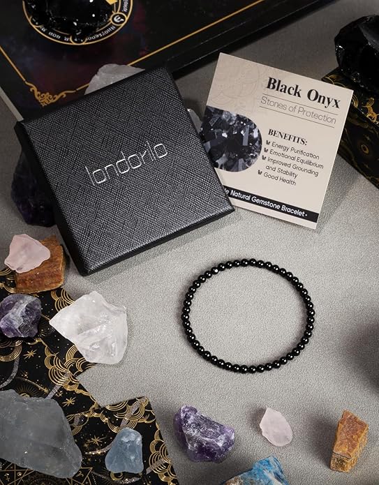 Handmade Natural Stone Beaded Stretch Bracelets,Healing Crystals Protection Bracelet,Spiritual Jewelry Gifts for Women & Men,Replacement Beads Included