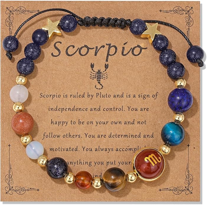 Zodiac Bracelets for Women Men,12 Constellations Healing Crystal Stone Beads Bracelet Birthday Zodiac Gifts Horoscope Spiritual Jewelry Bracelet Gifts