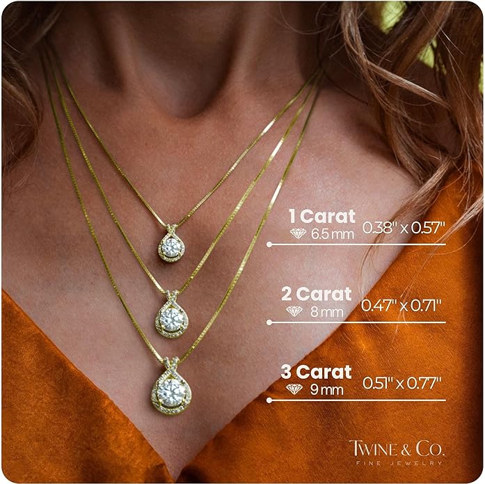 Twine&Co Infinity Moissanite Pendant Necklace – 1-3 Carat VVS1 Clarity D Color Lab-Grown Diamond Alternative – 14K Gold or Silver With Chain, Adjustable Eco-Friendly Infinity Design, Gift for Her