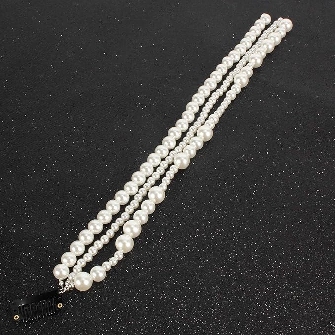 1PCS Dreadlocks pearl Tassel Ponytail Multi-Strand Hair Chain Prom Party Concave styling hair accessories hair extension chain with clip for girls and women