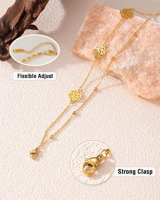 2/3 PCS Gold Anklets for Women Waterproof Boho Starfish, Seashell, Heart & Butterfly Charms Ankle Bracelets Non Tarnish Adjustable Layered Cuban Beaded Foot Chain Beach Jewelry for Summer Vacations