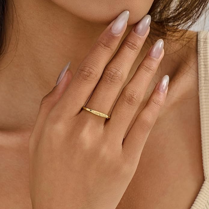 YeGieonr 925 Sterling Silver Rings for Women, 14K Gold Stackable Ring with Engraved Flower, Womens Stackable Rings Jewlery